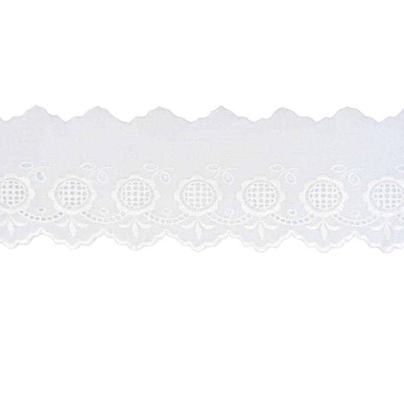 Δαντέλα Μπροντερί Βαμβακερή Λευκή 5,5 cm 60063